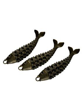 Fish Pendant Settings Vintage Style Set of 3 - Jewelry Making Craft Findings
